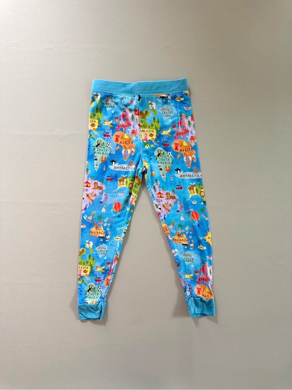 Little Sleepies Around The World Map Pajama Pants 3T - PANTS ONLY, NO Top